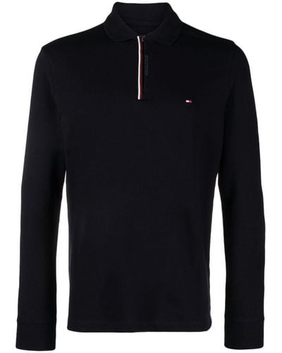 Tommy Hilfiger Logo-embroidered Half-zip Polo Shirt - Blue