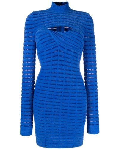 Genny Textured-finish Cut-out Detailing Dress - Blue