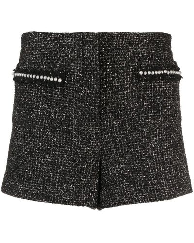Maje Shorts de tweed con perla artificial - Negro