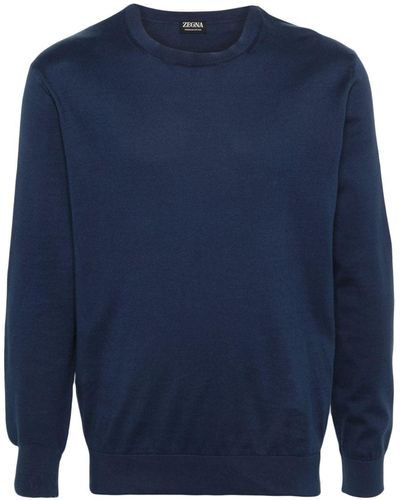 Zegna Fine-knit Cotton Jumper - Blue
