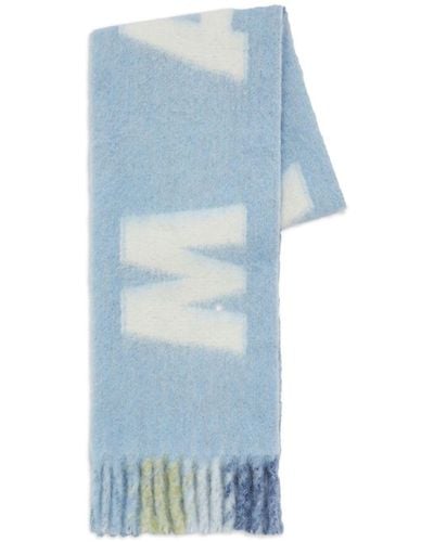 Marni Schal mit Intarsien-Logo - Blau