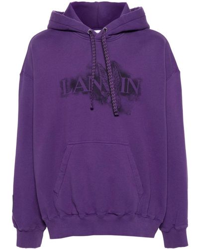 Lanvin X Future Logo-Print Cotton Hoodie - Purple