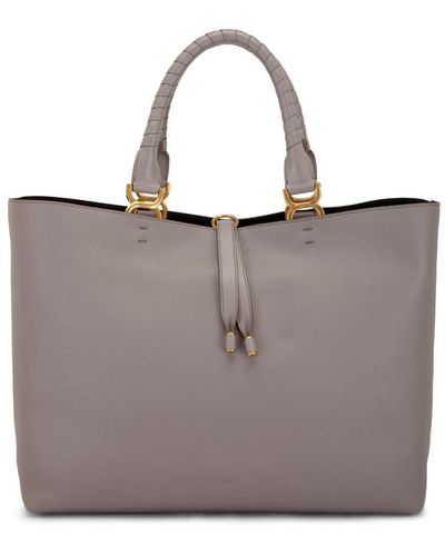 Chloé Marcie Leather Tote Bag - Grey