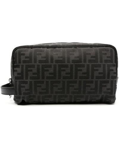 Fendi Ff-motif Zipped Wash Bag - Black