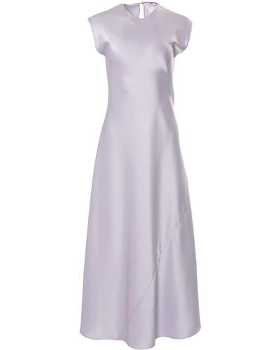 Carolina Herrera Cap-sleeve Satin Dress - Purple