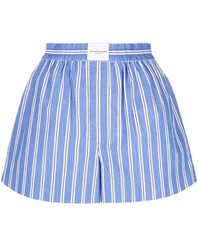 Alexander Wang Logo-patch Striped Shorts - Blue