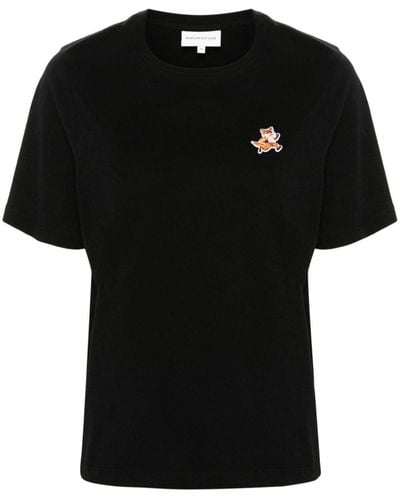 Maison Kitsuné T-Shirt mit Speedy Fox-Applikation - Schwarz