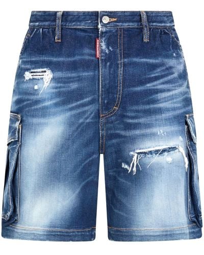 DSquared² Pantalones vaqueros cortos tipo cargo con efecto lavado - Azul