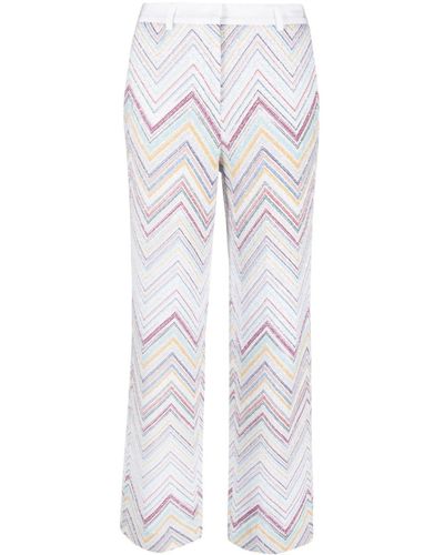 Missoni Pantalones de vestir con motivo en zigzag - Blanco