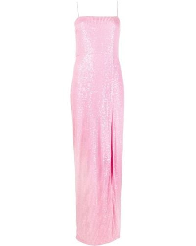 ROTATE BIRGER CHRISTENSEN Transparent Sequins Slit-detail Maxi Dress - Pink