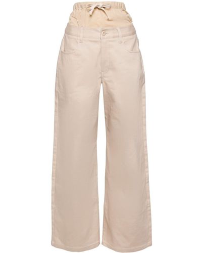 Izzue Layered Wide-Leg Trousers - Natural