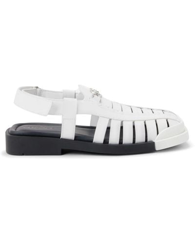 Versace Strappy Leather Sandals - White