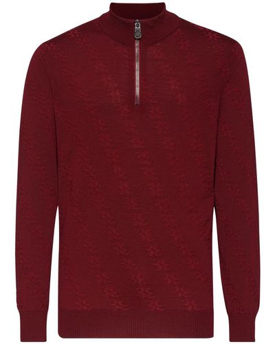 Billionaire Monogram-jacquard Knitted Sweater - Red