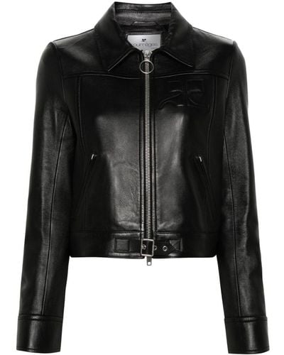 Courreges Iconic Zip-up Leather Jacket - Black