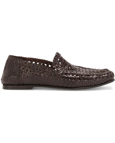 Dolce & Gabbana Interwoven Leather Loafers - Brown