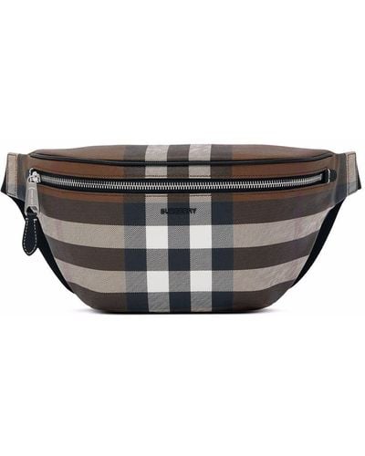 Burberry Check Coated Canvas Belt Bag - Gray