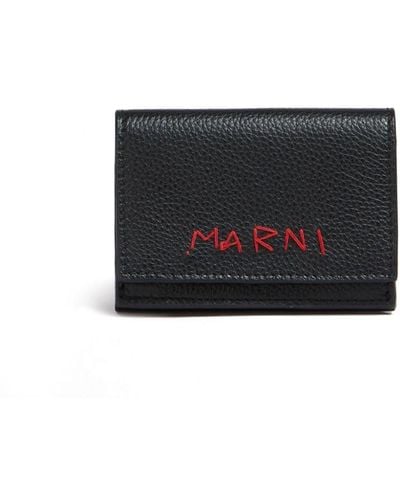 Marni Logo-appliqué Leather Wallet - Black
