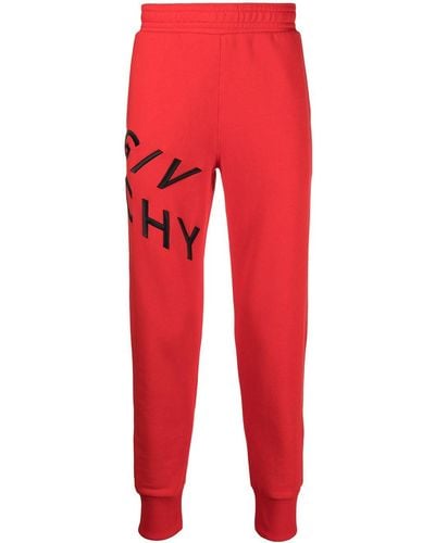 Givenchy Pantalones de chándal con logo bordado - Rojo