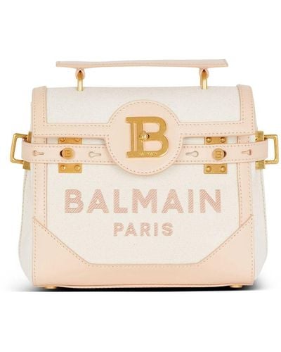 Balmain B-buzz 23 Canvas Handbag - Natural