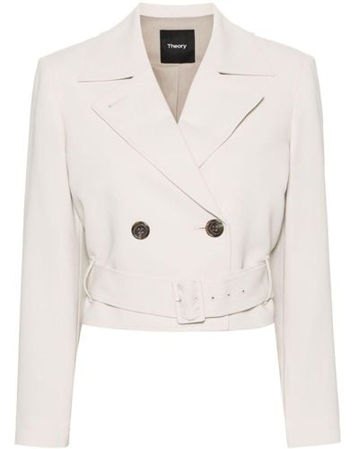 Theory Double-breasted Cropped Trench Coat - White