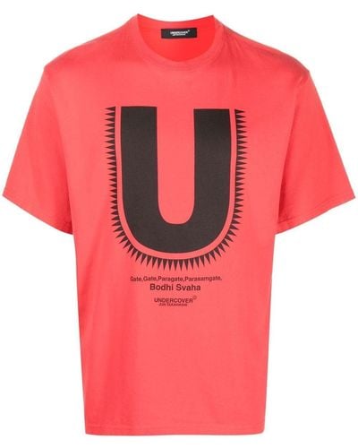 Undercover T-Shirt mit Logo-Print - Pink