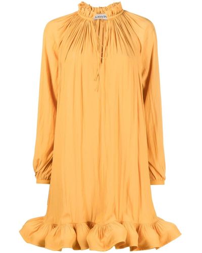 Lanvin Robe courte Charmeuse à ourlet volanté - Orange