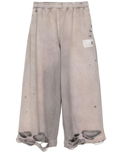 Maison Mihara Yasuhiro Distressed Wide-leg Track Trousers - Grey