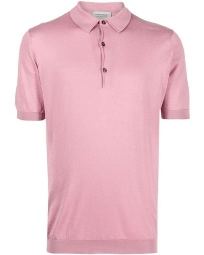 John Smedley Fijngebreid Poloshirt - Roze