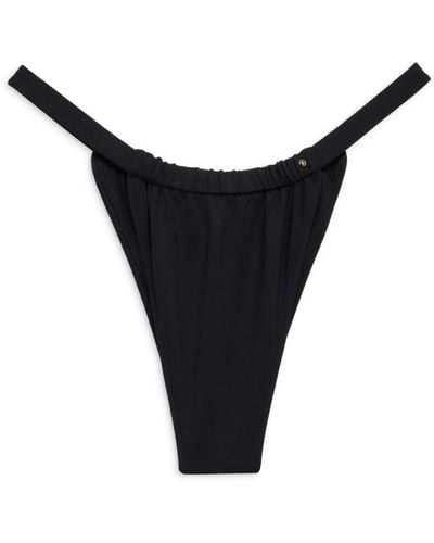 Anine Bing Milani Ruched Bikini Bottoms - Black