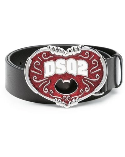 DSquared² Cinturón con placa del logo - Negro