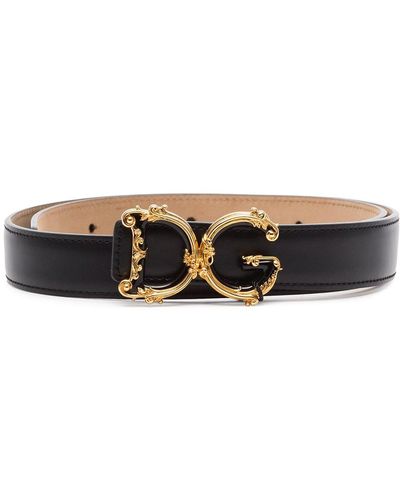Dolce & Gabbana バロックモノグラムバックル ワイドレザーベルト - ブラック