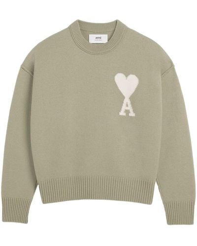 Ami Paris Ami De Coeur Wool Sweater - Green