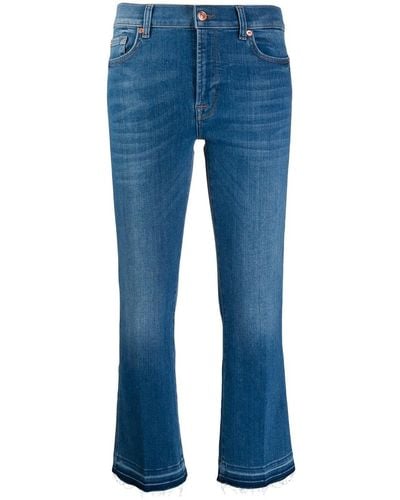 7 For All Mankind Mid Rise Cropped Jeans - Blue