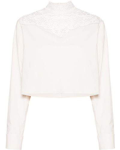 Philosophy Di Lorenzo Serafini Broderie-anglaise Cropped Blouse - White