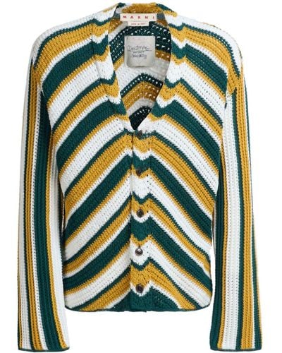 Marni Diagonal stripe V-neck cardigan - Grün