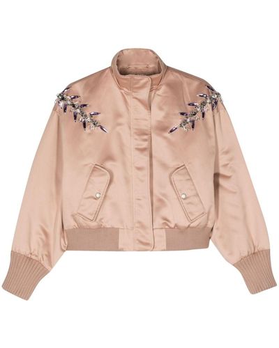 Essentiel Antwerp Fifth Embroidered Bomber Jacket - Pink