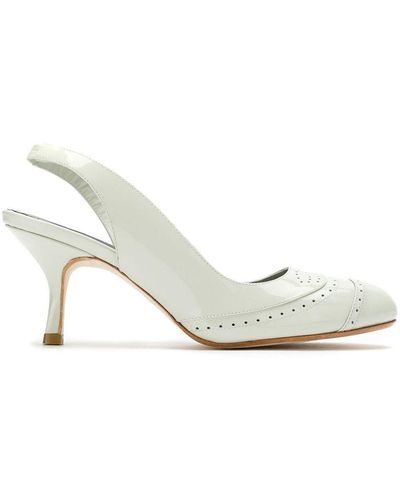 Sarah Chofakian Escarpins en cuir fleuri - Blanc