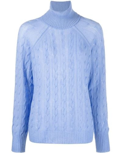 Etro Cable Knit Turtleneck Sweater - Blue