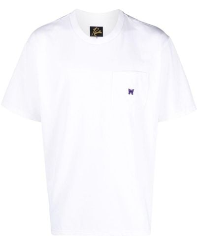 Needles Butterfly-embroidered Crew-neck T-shirt - White