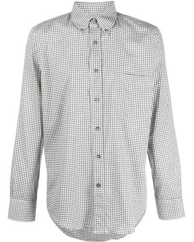 Canali Check-print Cotton Shirt - Gray