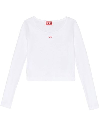 DIESEL Ribbed Logo-patch Top - White