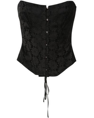 Stella McCartney Haut-corset à fleurs en jacquard - Noir