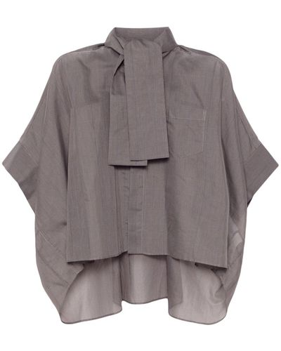 Sacai Checked semi-sheer blouse - Gris