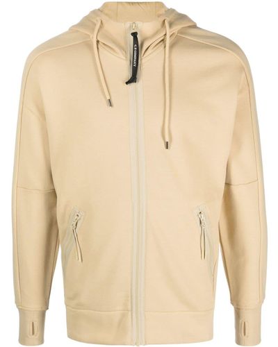 C.P. Company Goggles-detail Cotton Hoodie - Natural