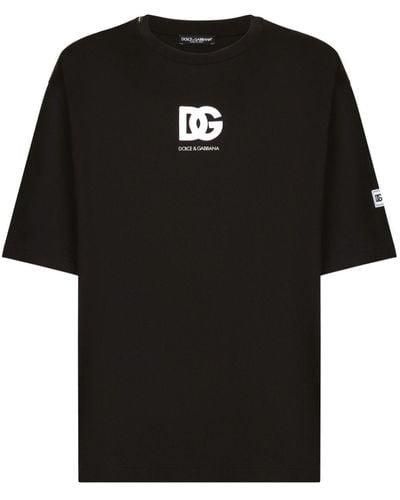 Dolce & Gabbana T-shirt à manches courtes et écusson logo DG - Noir