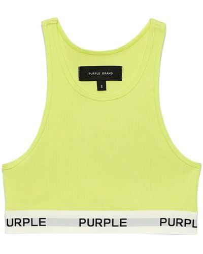 Purple Brand Logo-tape Cotton Sports Bra - Yellow