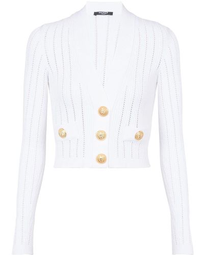 Balmain V-neck Cardigan - White