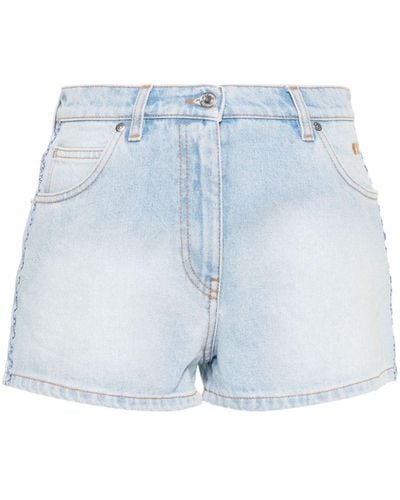MSGM Shorts denim con ricamo - Blu