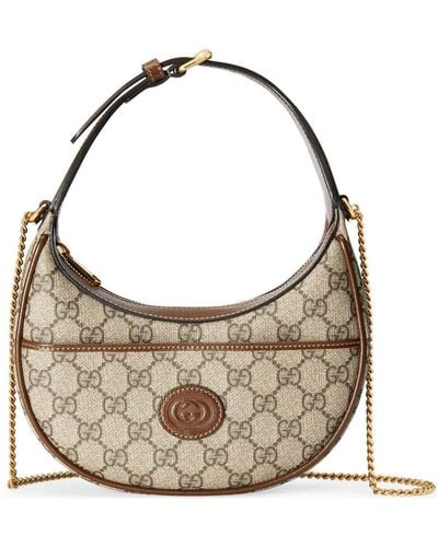 Gucci Half-moon-shaped Mini Bag With Interlocking G - Brown