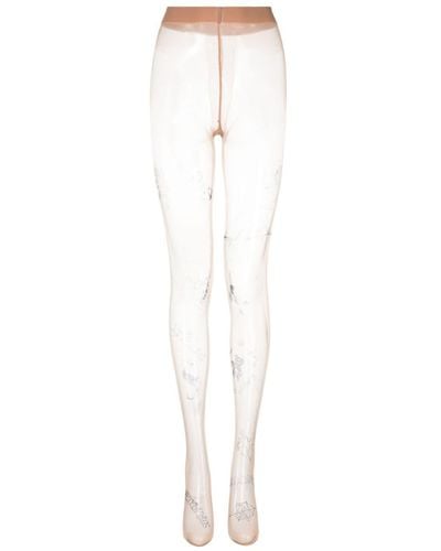 Vetements X Wolford Women Scrbbled Stockings - White